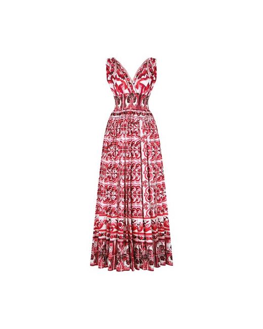 Dolce & Gabbana Long majolica-print poplin dress