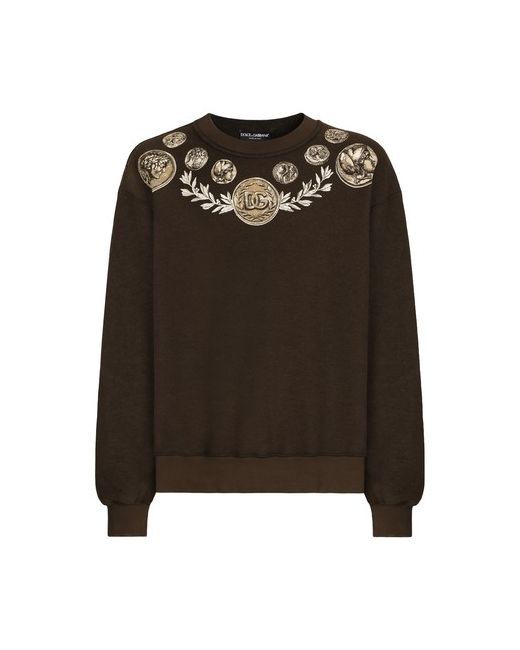 Dolce & Gabbana Reverse Jersey Sweatshirt with Coins Print