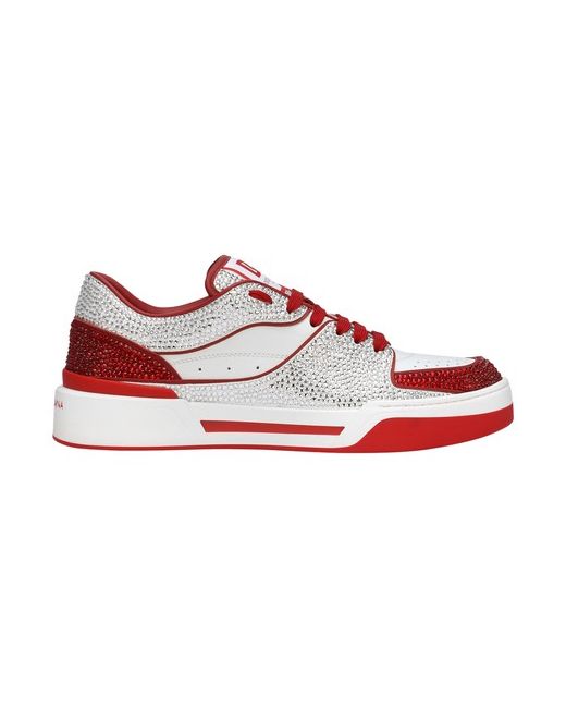 Dolce & Gabbana New Roma Calfskin Leather Sneakers with Thermoset Crystals