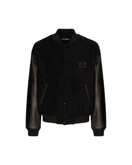 Dolce & Gabbana Wool bouclé and faux leather jacket