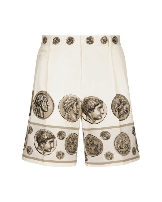 Dolce & Gabbana Drill Stretch Bermuda Shorts with Coin Print