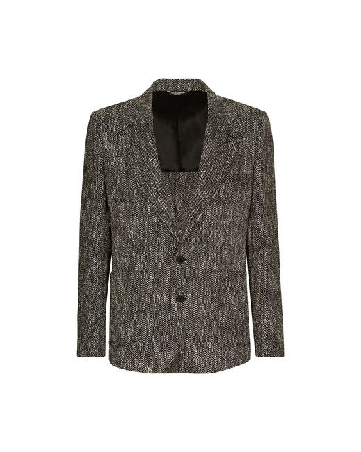 Dolce & Gabbana Herringbone Tweed Cotton and Wool Single-Breasted Jacket