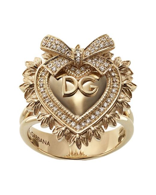 Dolce & Gabbana Devotion ring in yellow with diamonds