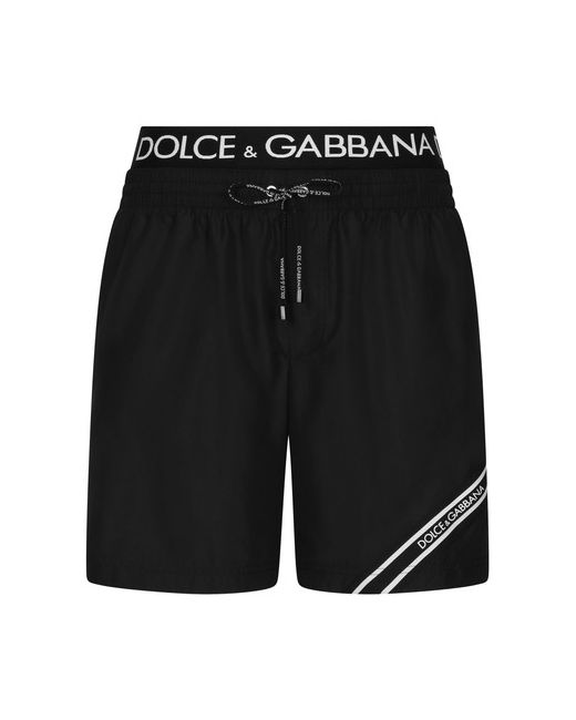Dolce & Gabbana Mid-Length Swim Trunks with Logo Band