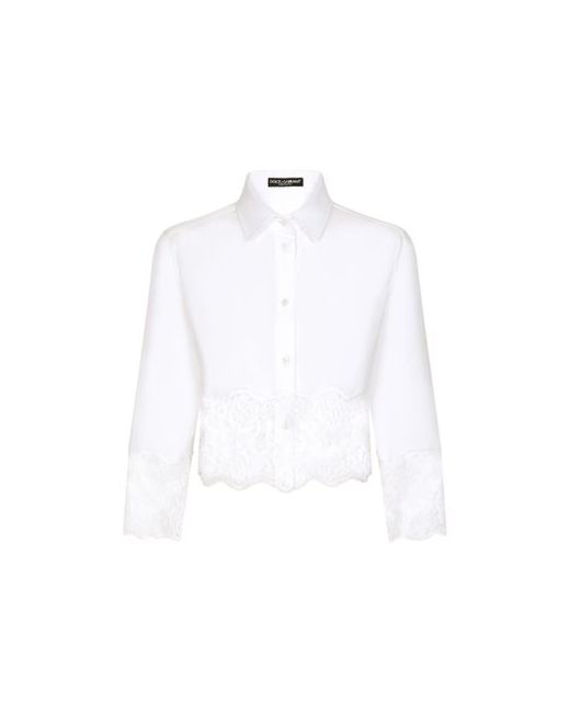 Dolce & Gabbana Cropped poplin shirt with lace inserts