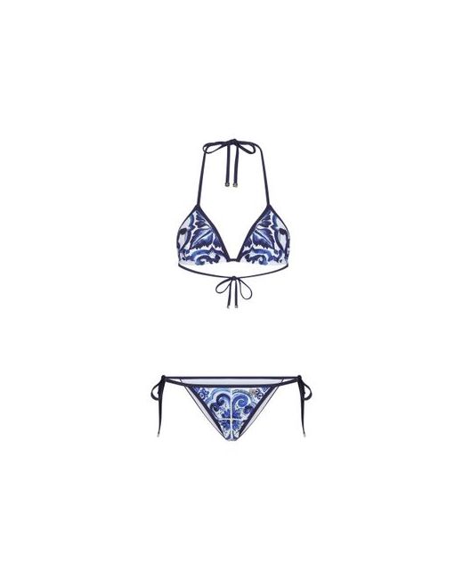 Dolce & Gabbana Majolica-print triangle bikini