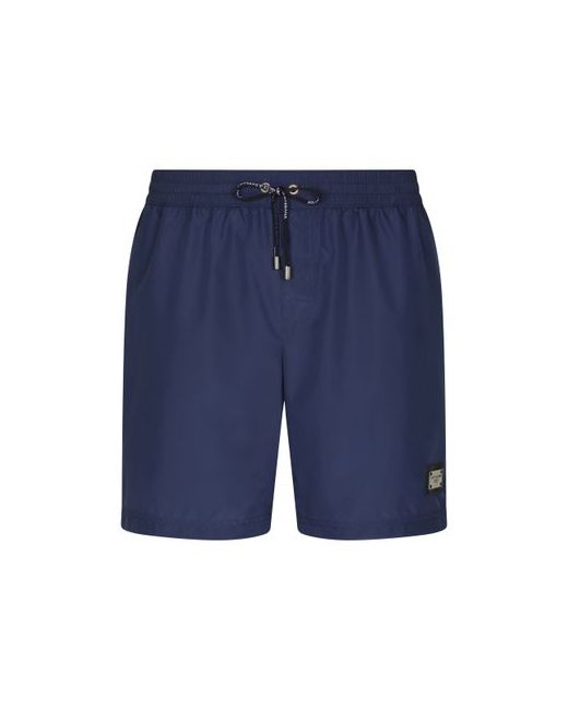 Dolce & Gabbana Mid-length swim trunks with branded plate