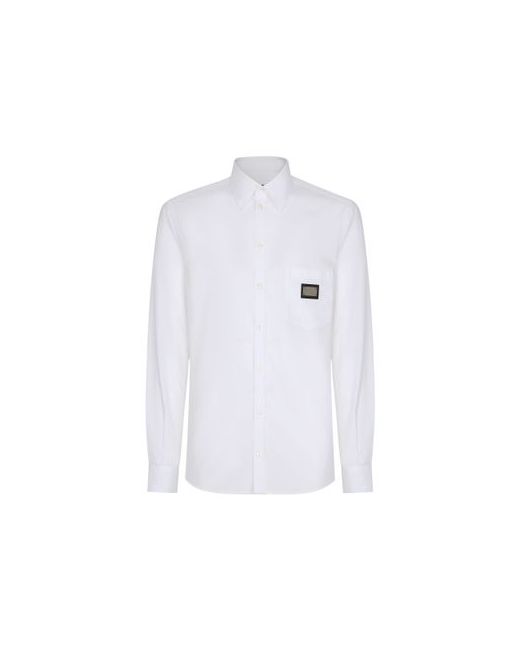 Dolce & Gabbana Cotton Martini-fit shirt with branded tag