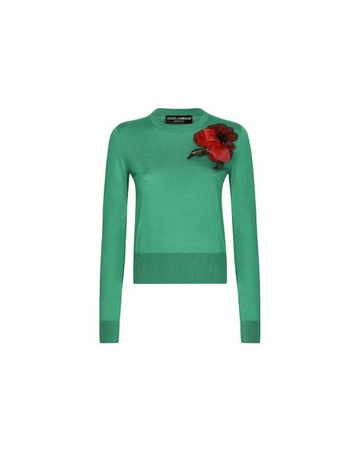 Dolce & Gabbana Silk sweater with flower appliqué