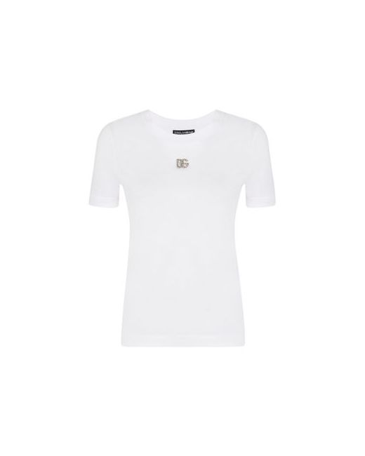 Dolce & Gabbana Jersey T-shirt with crystal DG embellishment