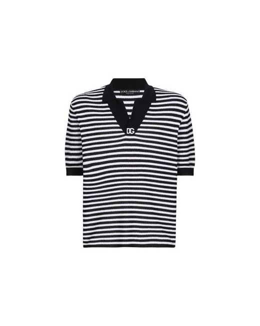 Dolce & Gabbana Striped cotton V-neck polo-shirt