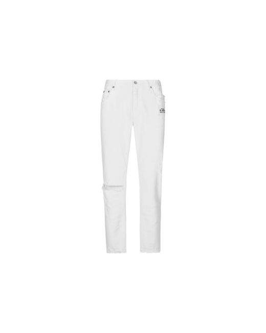 Dolce & Gabbana White Loose Jeans with Rips and Abrasions