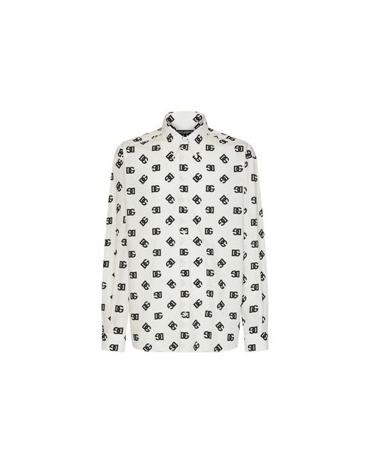 Dolce & Gabbana Oversize cotton shirt with DG Monogram print