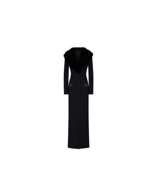 Dolce & Gabbana Long Silk Coat With Faux Fur Collar