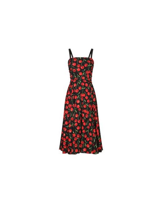 Dolce & Gabbana Long Dress Cherry Print Charmuse