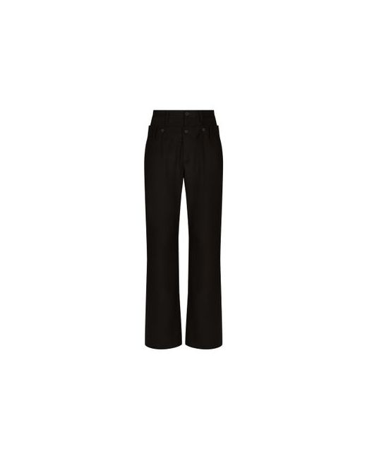 Dolce & Gabbana Stretch Wool Pants with Double Waistband