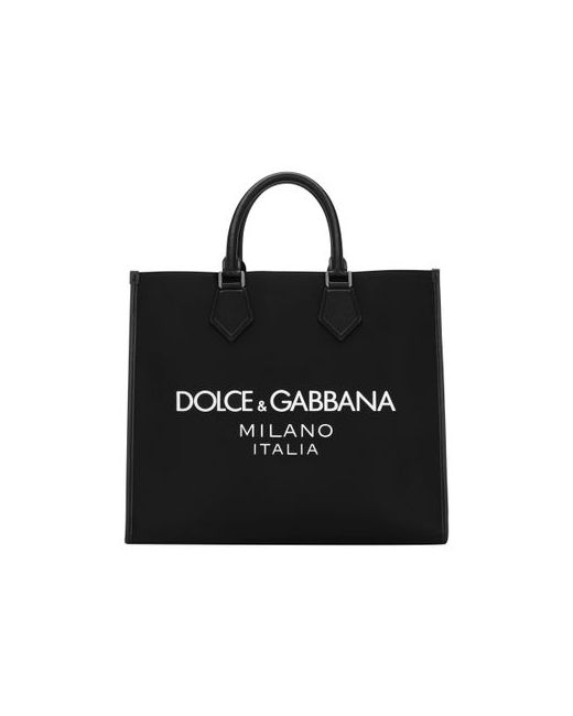 Dolce & Gabbana Large nylon shopper with rubberized logo