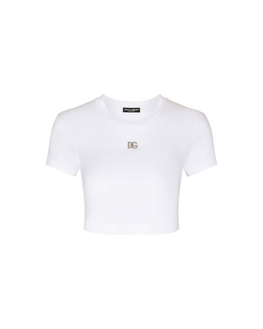 Dolce & Gabbana Short Jersey T-Shirt with DG Logo