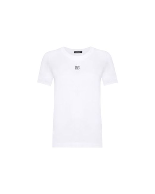 Dolce & Gabbana Cotton t-shirt with crystal logo