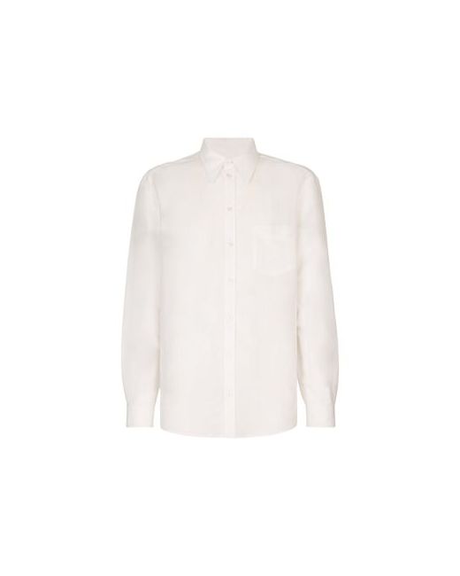 Dolce & Gabbana Martini Linen Blend Shirt with DG Embroidery