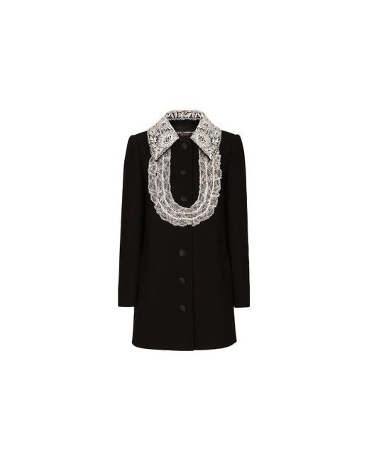 Dolce & Gabbana Short wool coat with lace details