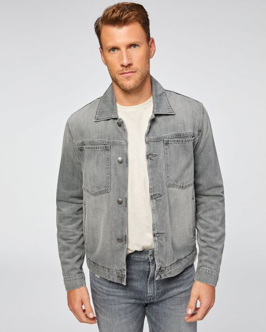 7 For All Mankind Mojo Patch Pocket Trucker Jacket in Dharma Grey