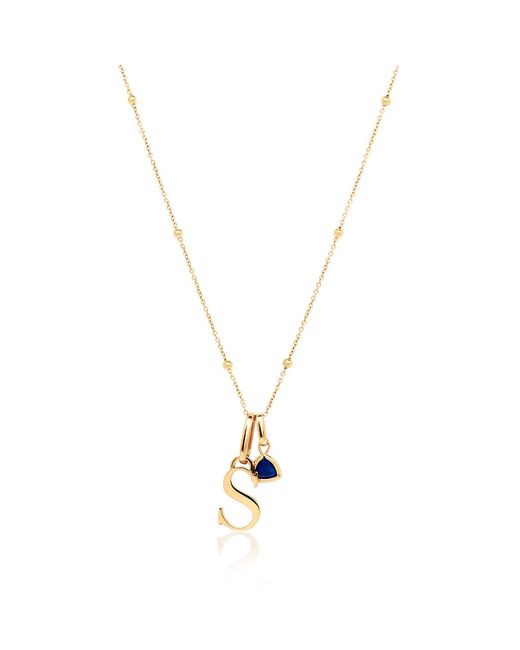 Abbott Lyon Personalised Initial Droplet Birthstone Necklace Gold