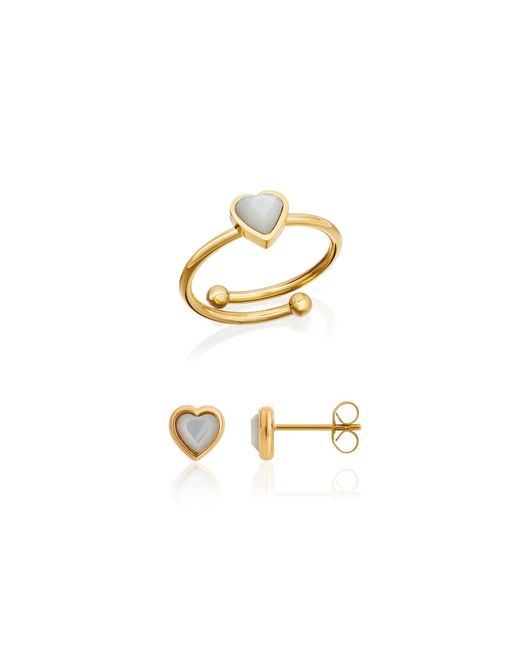 Abbott Lyon Mini Heart Birthstone Ring Earring Bundle Gold