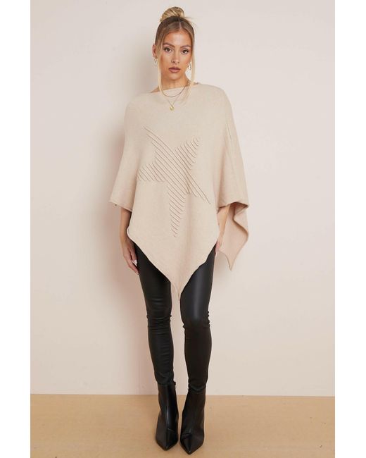 Aftershock London Soft Knit Poncho with Star Detail