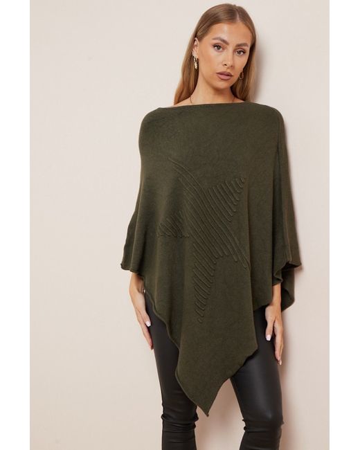 Aftershock London Soft Knit Poncho with Star Detail