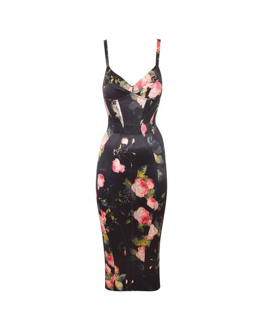 Agent Provocateur Elora Dress In Stretch Silk With Sensual Florals