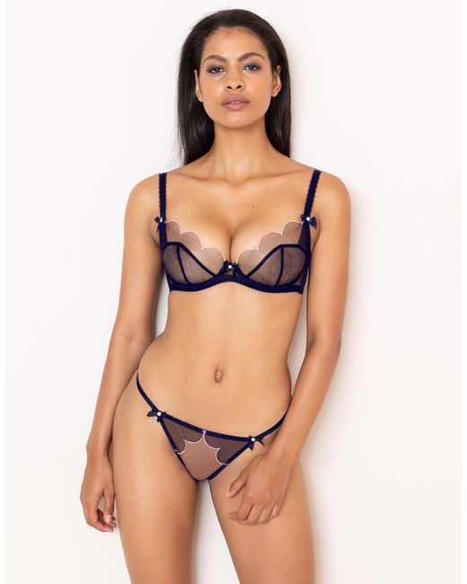 Agent Provocateur Lorna Thong In Blue With Black Trim