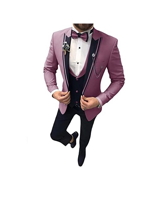 Shuzhxlzangy Tuxedo Suits for PromSuit Blazer Big and TallVest Pants Suit Slim 52 5XL