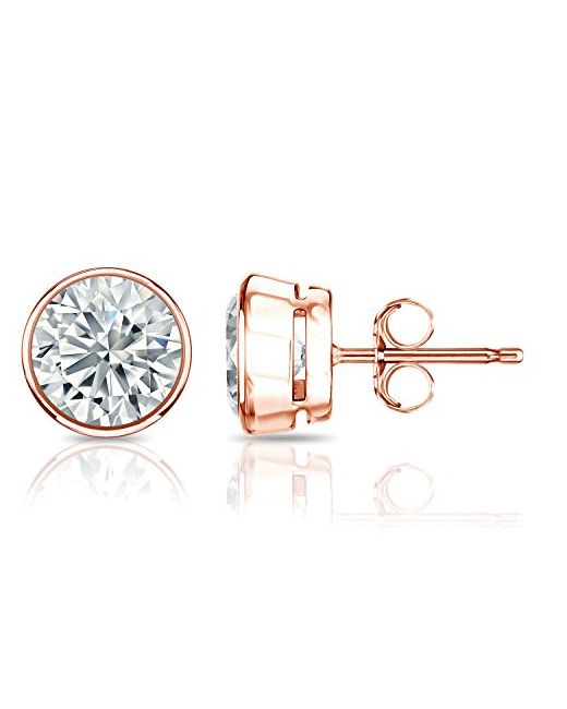 Diamond Wish IGI Certified 14k Bezel-set Round Diamond Stud Earrings 2 ct White VS2-SI1