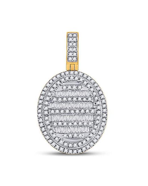 Sonia Jewels Solid 10k Gold Baguette Diamond Oval Charm Pendant 3/4 Ct.