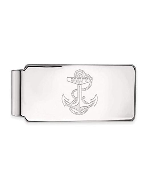 Jewelry Stores Network 14k White Gold United States Naval Academy Navy Midshipmen Anchor Logo Money Clip 53x24mm