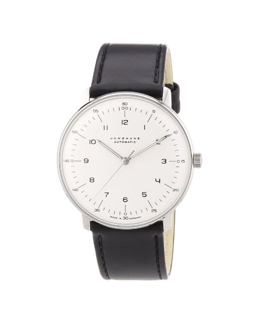 Junghans Max Bill Automatic Watch 38mm Analog Face Classic with Luminous Hands Stainless Steel Black Leather Band Luxury for Made in Germany 027/3500.00