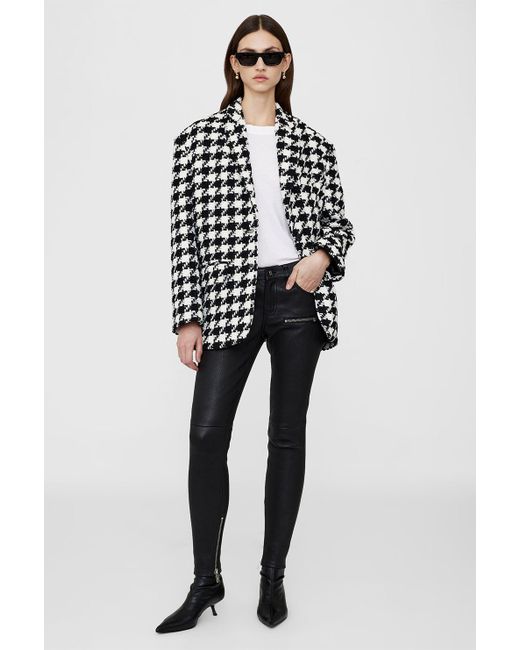 Anine Bing Quinn Blazer in And White Houndstooth