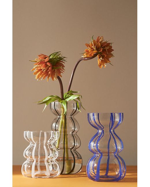 Anthropologie Striped Clear Glass Vase