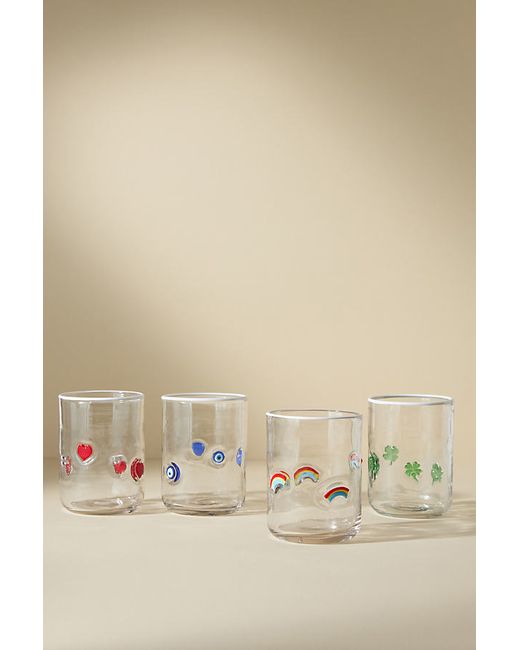 Anthropologie Lucky Charm Juice Tumbler Glasses Set of 4