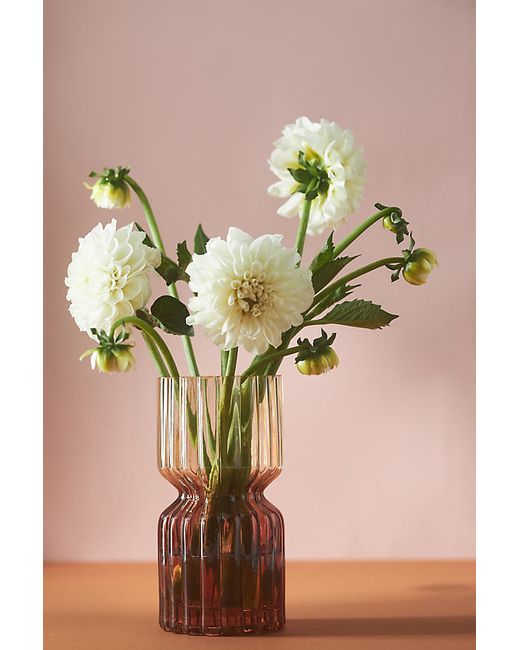 Anthropologie Two-Tone Ribbed Glass Vase