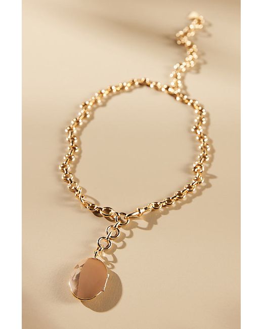 By Anthropologie -Plated Y-Shape Chunky Chain Locket Necklace