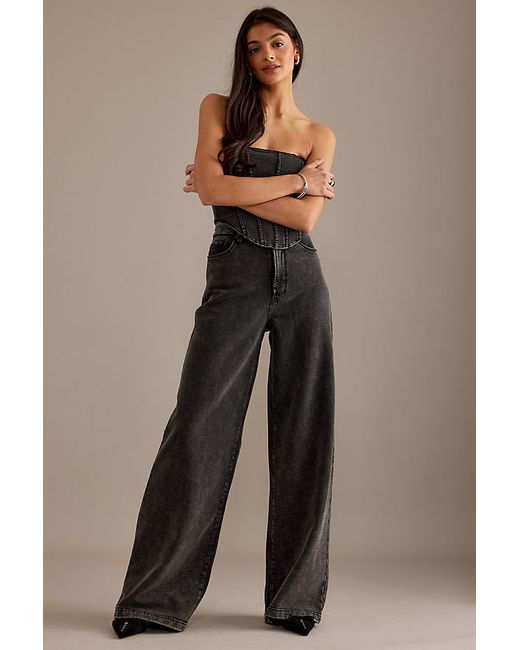 Good American Jeanius Terry High-Rise Wide-Leg Jeans