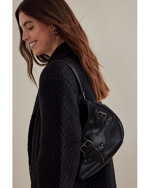 Anthropologie Buckle Studded Faux-Leather Shoulder Bag