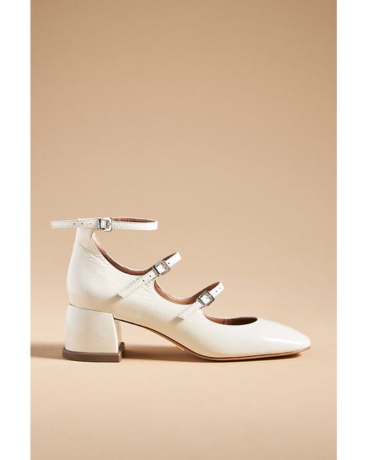 Vicenza) Triple-Strap Leather Mary Jane Heels