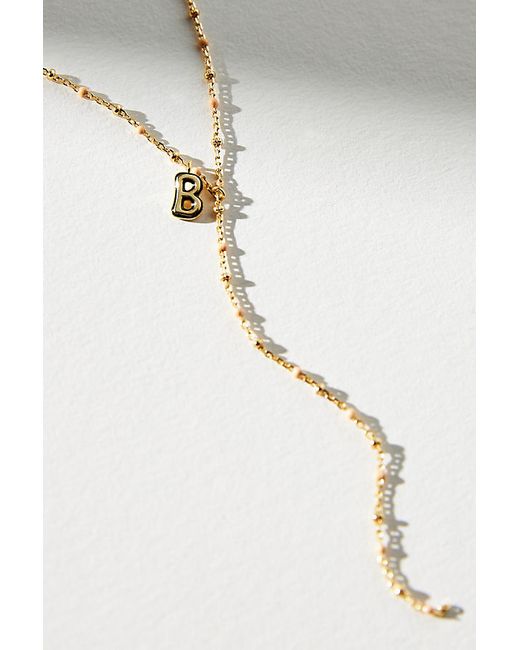 By Anthropologie Gold-Plated Delicate Beaded Monogram Necklace