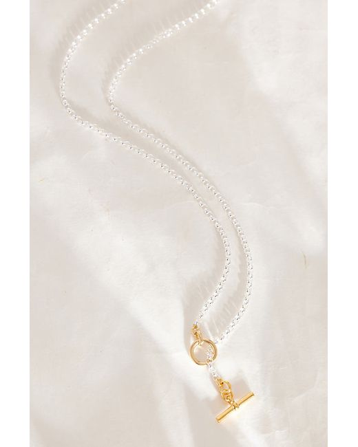Anthropologie Sterling and Gold-Plated T-Bar Chain Necklace