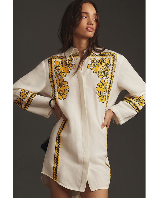 Dhruv Kapoor Long-Sleeve Embroidered Mini Shirt Dress