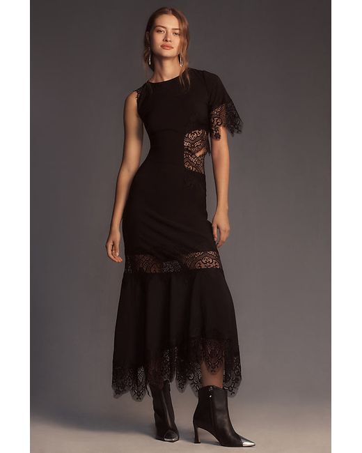Hutch Asymmetrical Lace Mix Maxi Slip Dress
