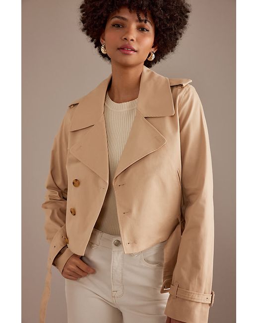 Good American Cropped Belted Trench Coat